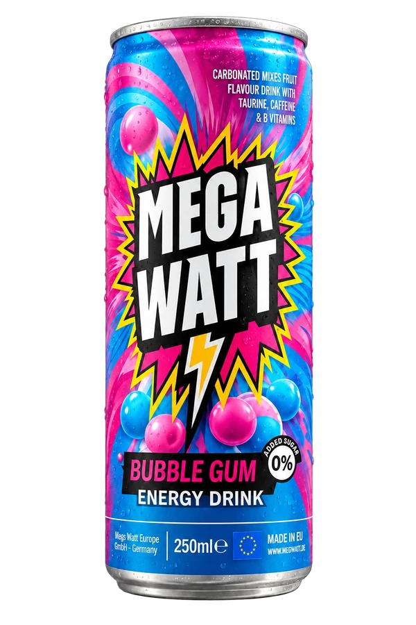 Mega Watt Bubble Gum can