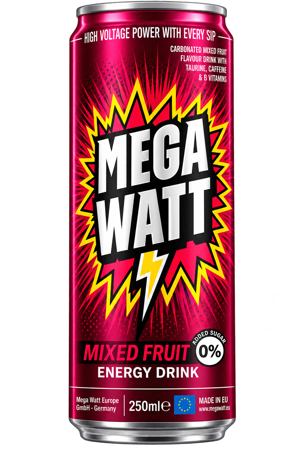 Mega Watt Mixed Fruit can with the factory-approved design