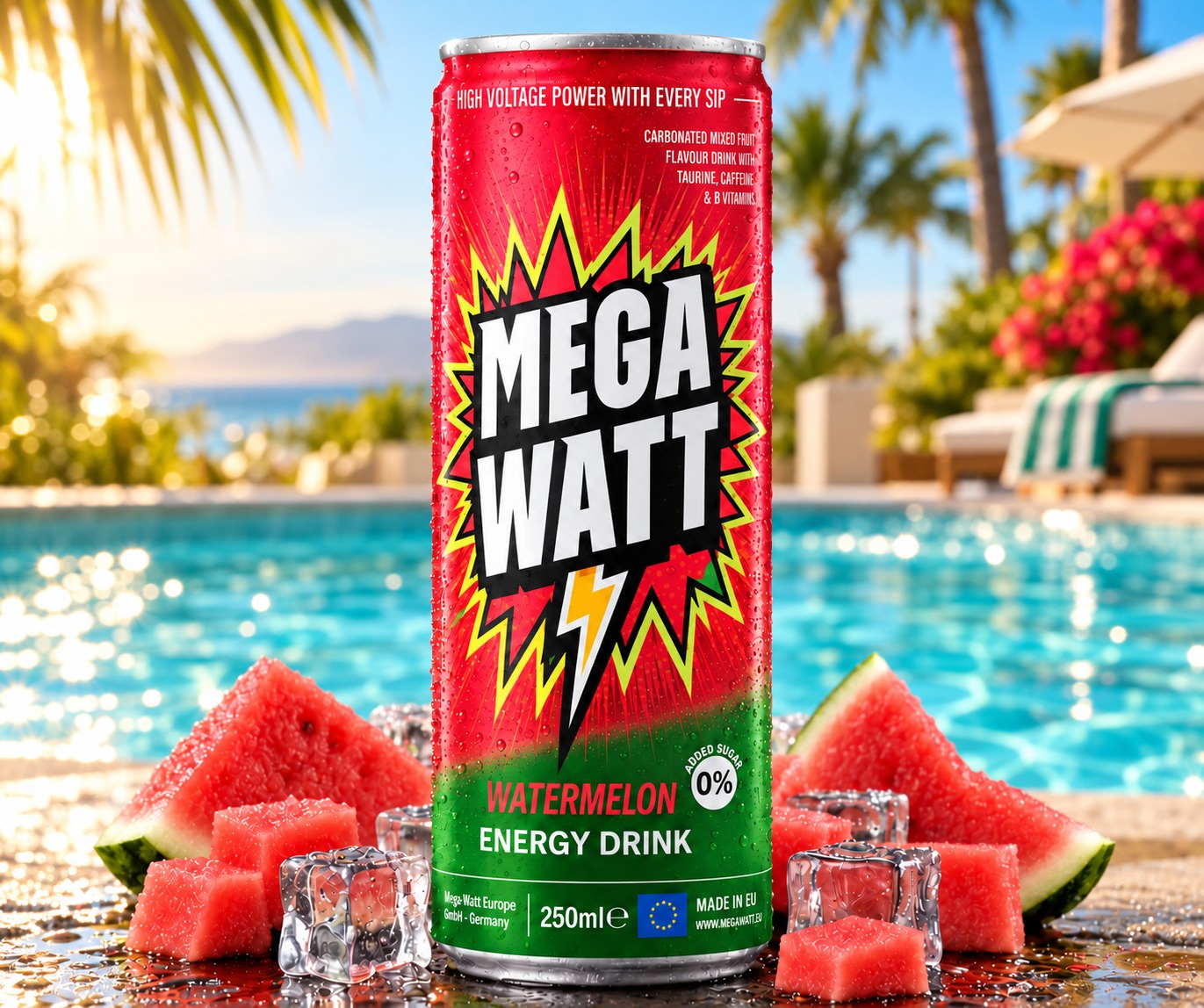 Mega Watt Watermelon poolside