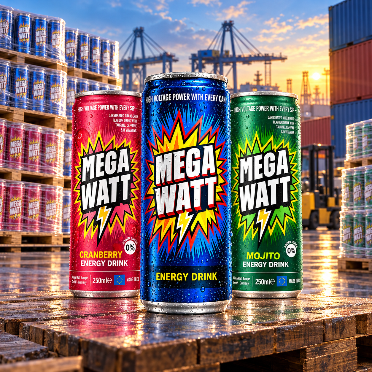 Mega Watt cans prepared for global logistics and export