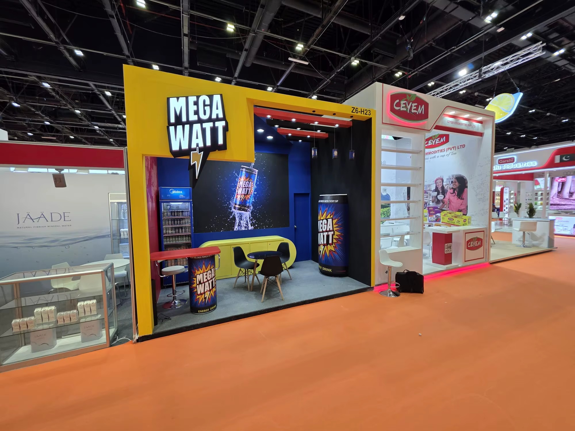 Mega Watt exhibition stand and branded point-of-sale display